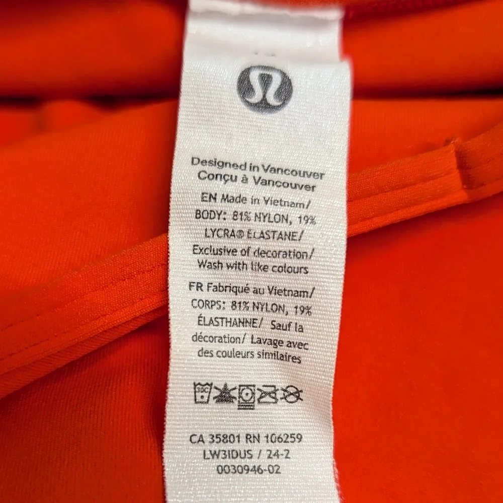 Lululemon Sonic Orange Align Long Sleeve Crop Top Size 12 EUC